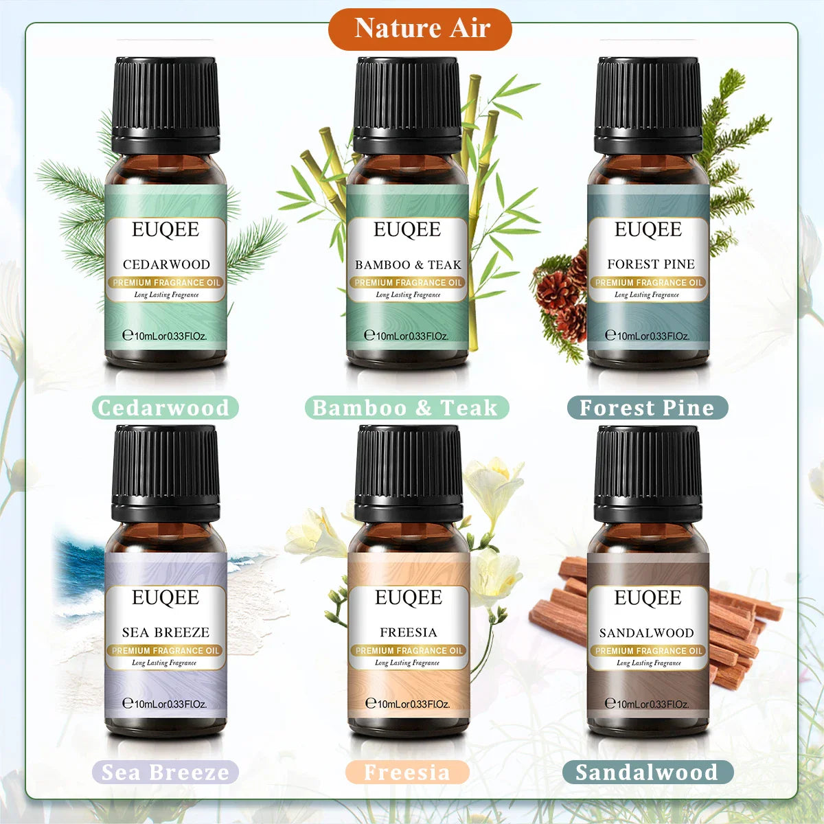 6Pcs/Set Fragrance Oil Gift Kit for Diffuser Coffee Bakery Harvest Spice Pumpkin Pie Forest Pine Sweet Fruit Aroma Oils