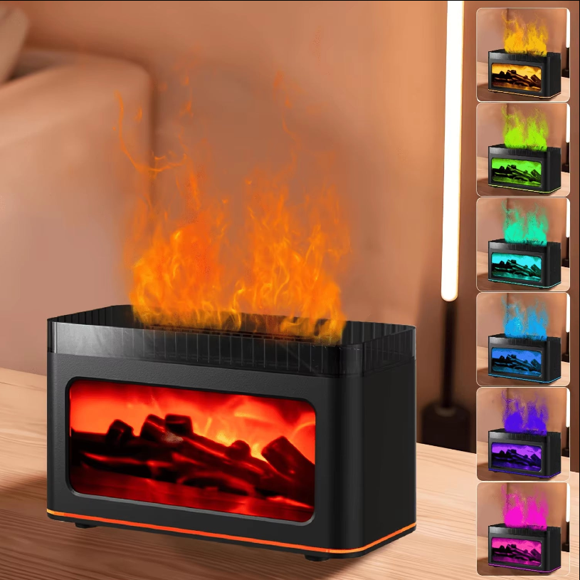Fireplace Aroma Diffuser - 7 Color Flame Mini Diffuser with Relaxing Aroma 