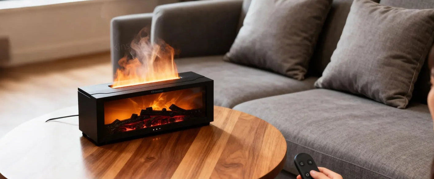 Creative Fireplace Aroma Diffuser Essential Oil Air Humidifier Difusor Remote Control Desktop Decoration for Home Holiday Gift